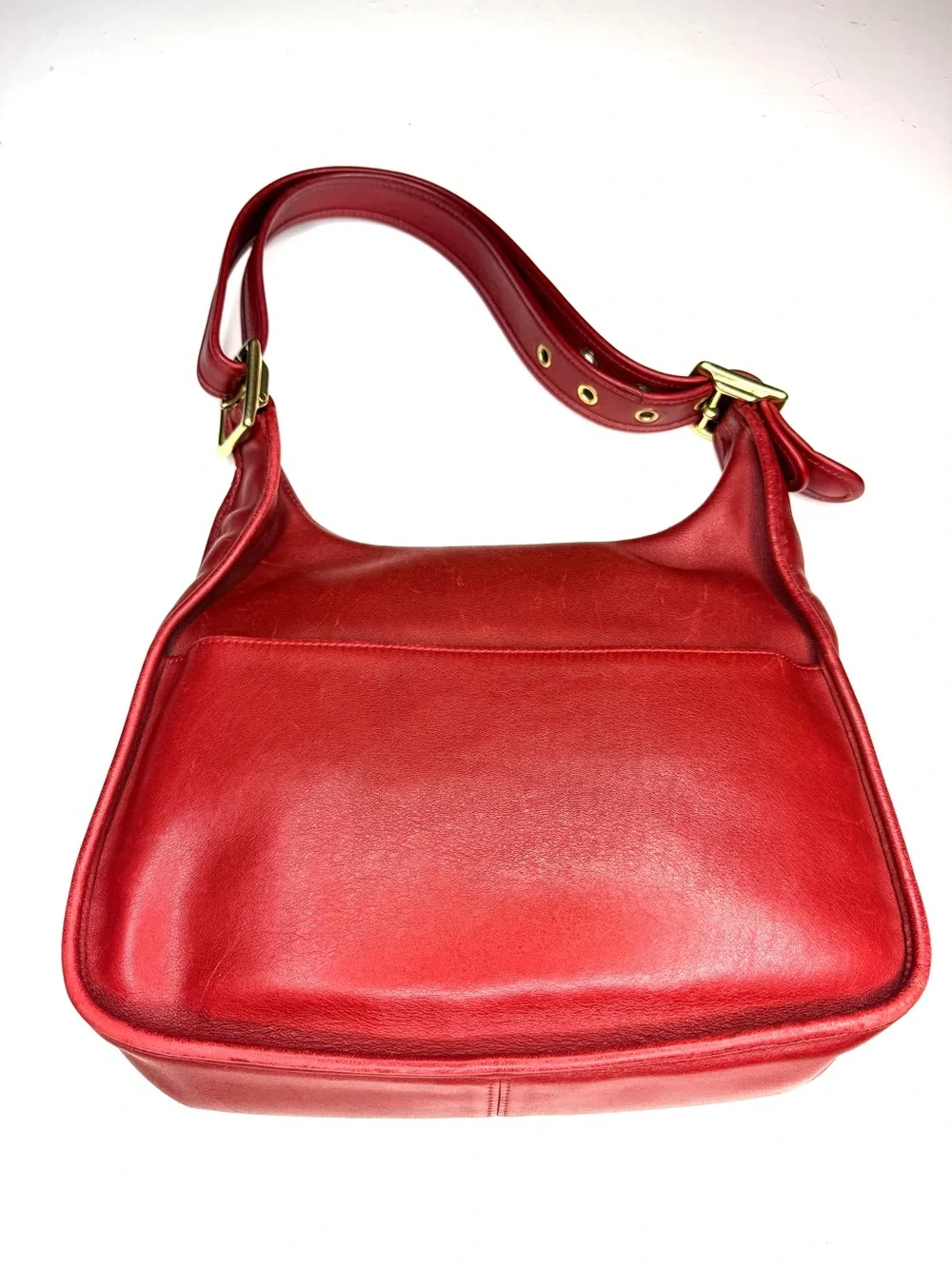COACH VINTAGE  LEGACY CRESCENT RED LEATHER SADDLE BAG 9718 90s Purse - Picture 4 of 11